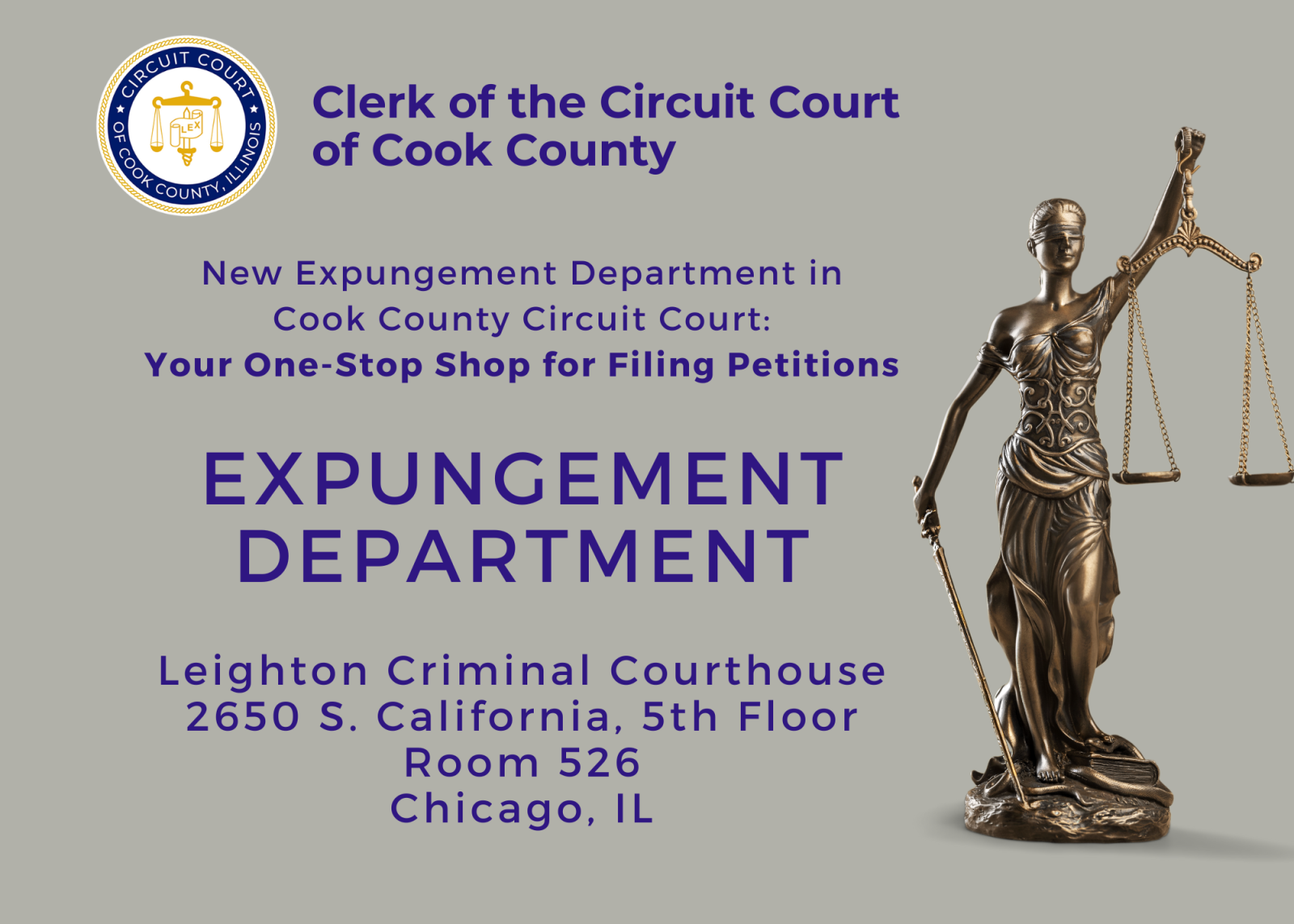 Expungement Department Opening Clerk of the Circuit Court of Cook County
